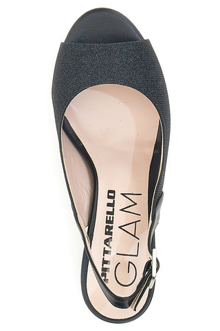 Sandali Neri Con Brillantini e Cinturino Sling-back Pittarello Glam 916