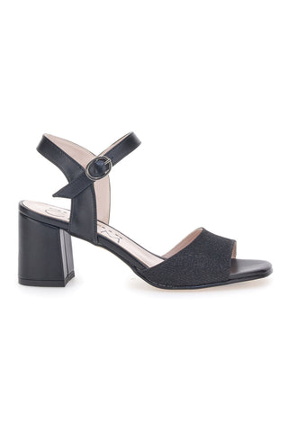 Schwarze Sandalen mit Glitzer und Knöchelriemen Pittarello Glam 4214
