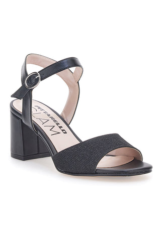 Sandali Neri Con Brillantini e Cinturino Alla Caviglia Pittarello Glam 4214