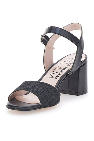 Sandali Neri Con Brillantini e Cinturino Alla Caviglia Pittarello Glam 4214