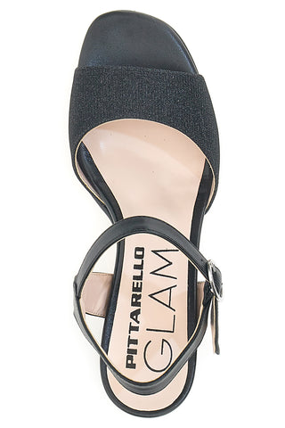 Sandali Neri Con Brillantini e Cinturino Alla Caviglia Pittarello Glam 4214
