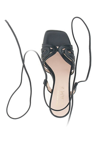 Sandali Lace-Up Neri con Tacco Pittarello Glam 3626