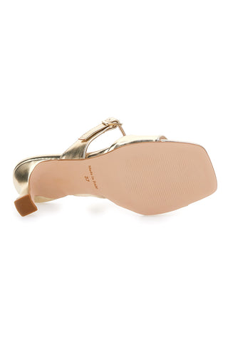 Goldene Mules-Sandalen mit Pittarello-Glam-Absatz 3631