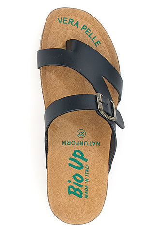 Schwarze Flip-Flops, hergestellt in Italien mit Natureform Bio Up 22706