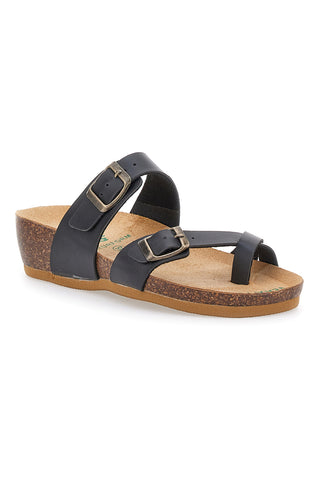 Schwarze Flip-Flops, hergestellt in Italien, mit Riemen Bio Up 22710