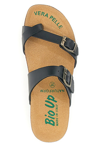Schwarze Flip-Flops, hergestellt in Italien, mit Riemen Bio Up 22710