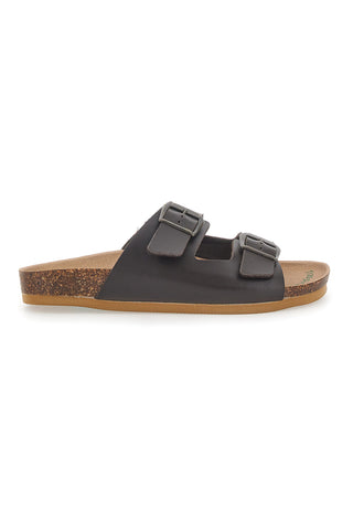 Braune Hausschuhe mit Schnalle Bio Up 25403