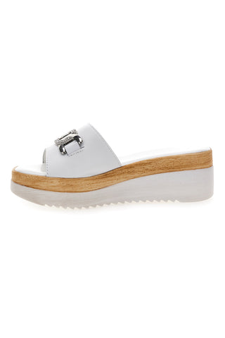 Ciabatte Bianche con Catenina Argento e Platform Pittarello Love 3456