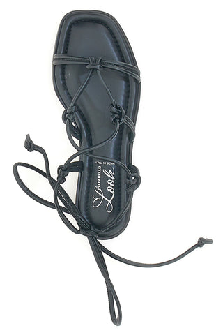 Sandali Lace-Up Neri Con Suola Flat Pittarello Look DC308100