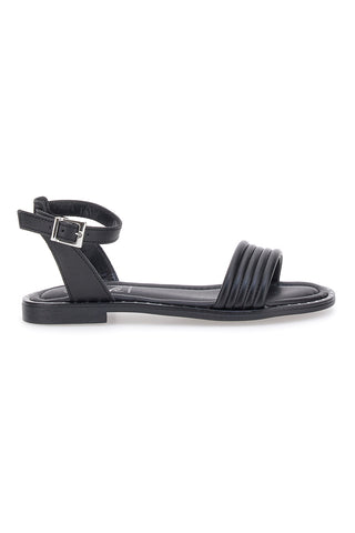 Flache schwarze Sandalen mit verstellbarem Riemen im Pittarello-Look DC43877