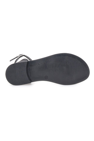Flache schwarze Sandalen mit verstellbarem Riemen im Pittarello-Look DC43877