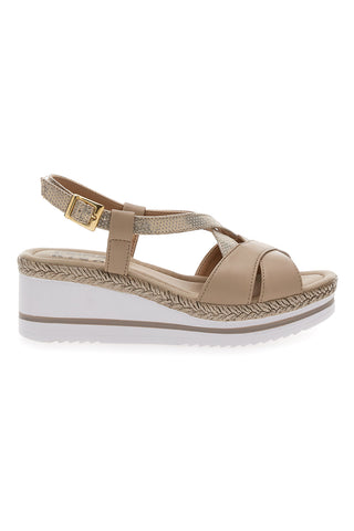 Sandali Beige Con Zeppa Prima Riga DC611109