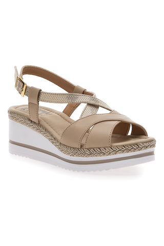 Sandali Beige Con Zeppa Prima Riga DC611109