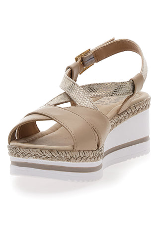 Sandali Beige Con Zeppa Prima Riga DC611109