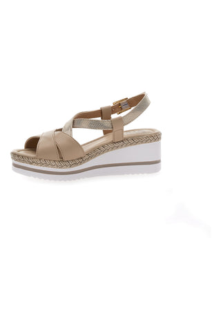 Sandali Beige Con Zeppa Prima Riga DC611109