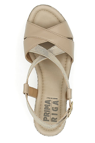 Sandali Beige Con Zeppa Prima Riga DC611109