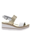 Weiß-goldene Sandalen mit First-Line-Keilabsatz DC345109