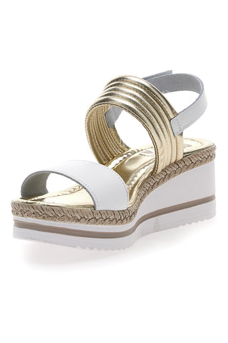 Weiß-goldene Sandalen mit First-Line-Keilabsatz DC345109