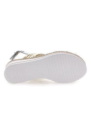 Weiß-goldene Sandalen mit First-Line-Keilabsatz DC345109