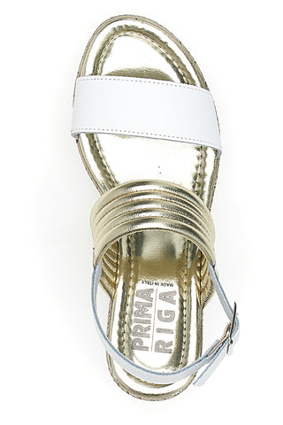 Weiß-goldene Sandalen mit First-Line-Keilabsatz DC345109