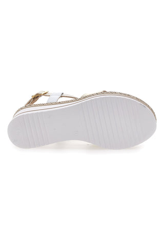 Weiße und goldene Sandalen mit Keilabsatz Prima Riga MK3234109