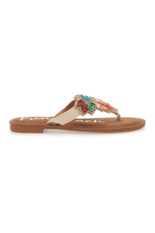 Braune Flip-Flops mit Perlen Fun Beach 468