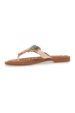 Braune Flip-Flops mit Perlen Fun Beach 468