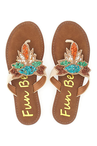 Braune Flip-Flops mit Perlen Fun Beach 468