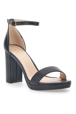 Schwarze Sandalen mit Absatz und Riemen Le Havre Paris 33671