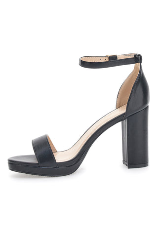 Schwarze Sandalen mit Absatz und Riemen Le Havre Paris 33671