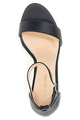 Schwarze Sandalen mit Absatz und Riemen Le Havre Paris 33671