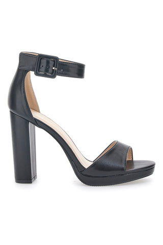 Schwarze Sandalen mit Absatz und Riemen Le Havre Paris 6031