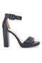 Schwarze Sandalen mit Absatz und Riemen Le Havre Paris 6031
