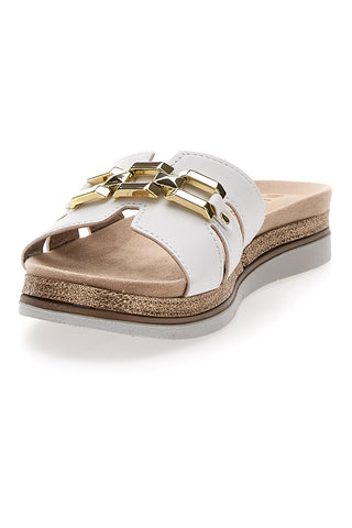 Weiße Hausschuhe mit goldenem Riemen Inblu 41 SA