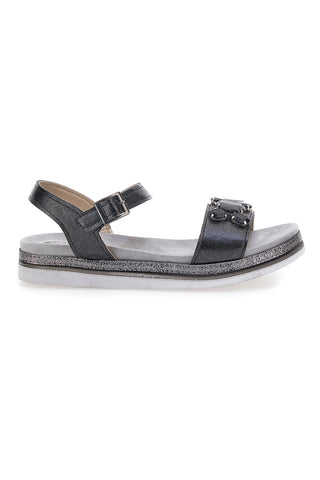 Schwarze Sandalen mit blauen Steinen 38 SA