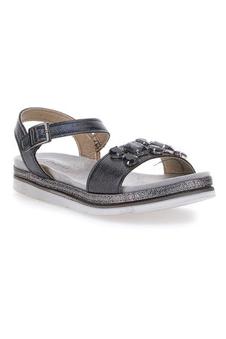 Schwarze Sandalen mit blauen Steinen 38 SA