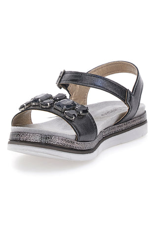 Schwarze Sandalen mit blauen Steinen 38 SA