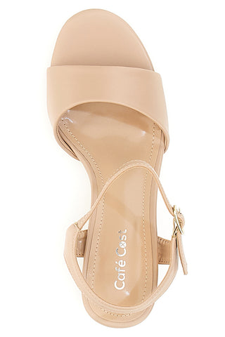 Nudefarbene Sandalen mit Absatz 7,5 cm, Café-Preis: 230688