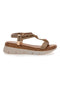 Braune Sandalen mit Applikationen und Perlen The First 60785