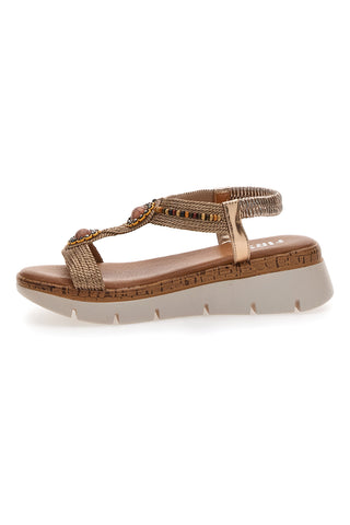 Braune Sandalen mit Applikationen und Perlen The First 60785