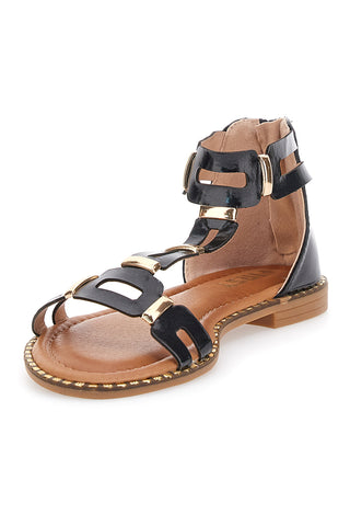 Sandali Neri Con Suola Flat The First 19467