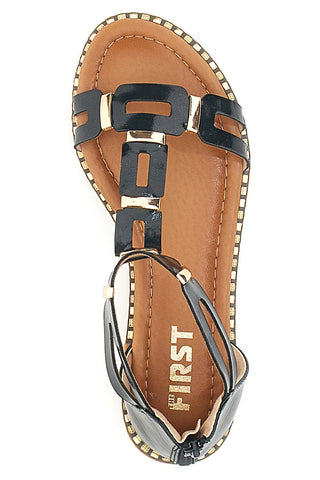 Sandali Neri Con Suola Flat The First 19467