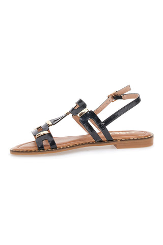 Sandali Neri e Oro Con Suola Flat The First 19465