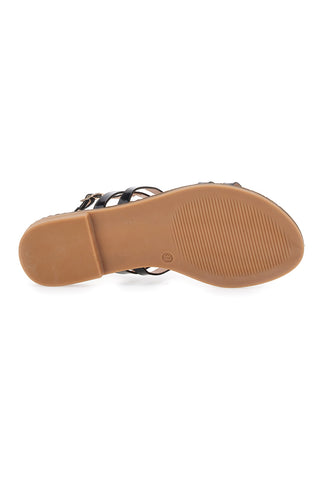 Schwarz-goldene Sandalen mit flacher Sohle The First 19465