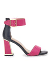 Sandalen mit fuchsiafarbenem Absatz und Riemchen First Lady 407