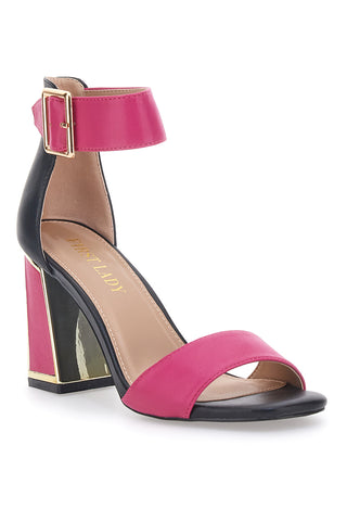 Sandalen mit fuchsiafarbenem Absatz und Riemchen First Lady 407
