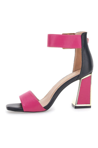 Sandalen mit fuchsiafarbenem Absatz und Riemchen First Lady 407
