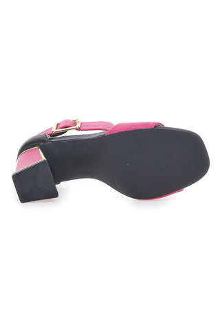 Sandalen mit fuchsiafarbenem Absatz und Riemchen First Lady 407