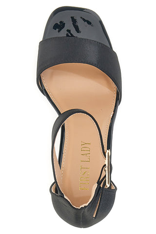 Schwarze Sandalen mit Absatz und Riemen First Lady 407