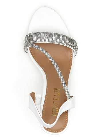 Weiße Sandalen mit Strasssteinen First Lady 408